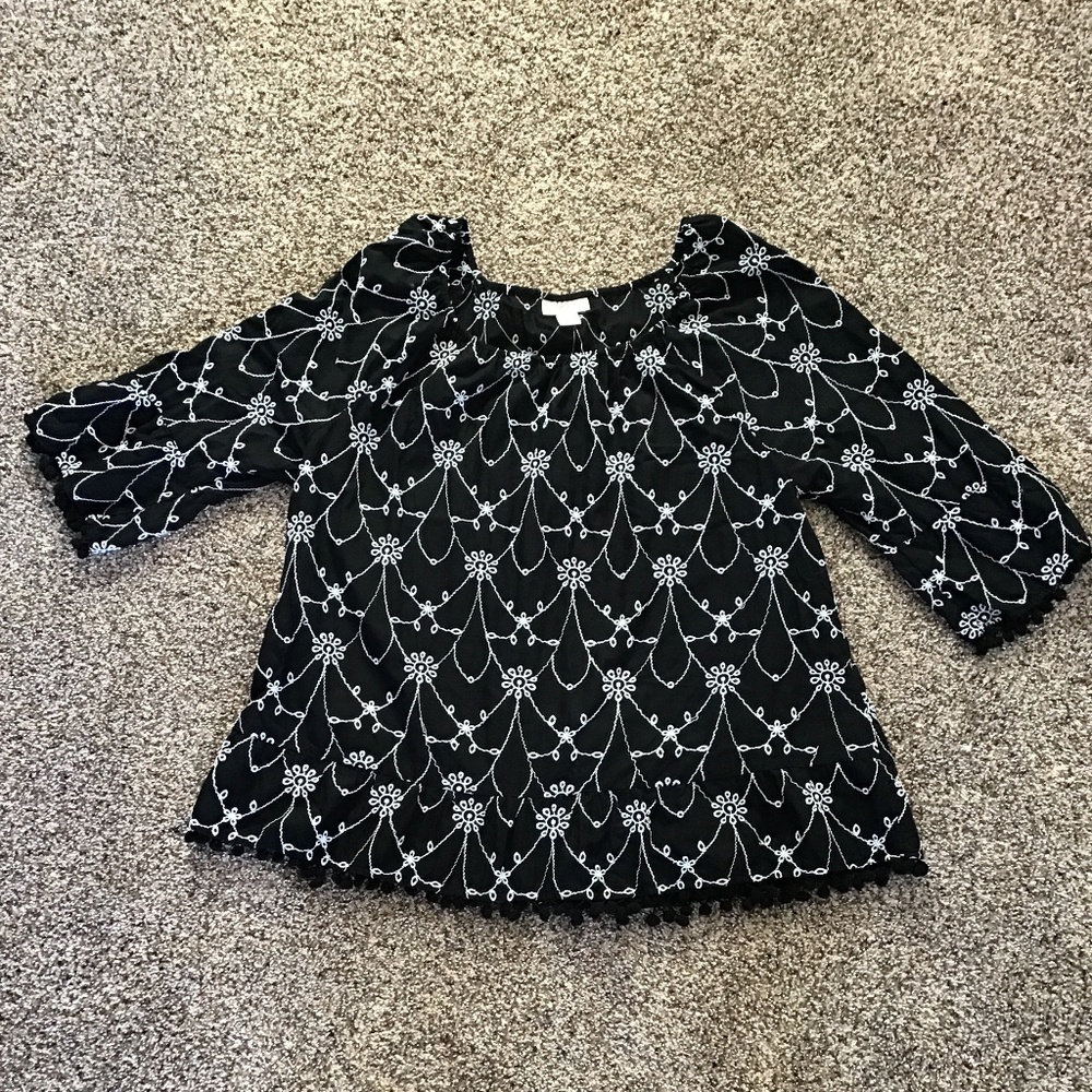 Style & Co Black and White Blouse Sz XL